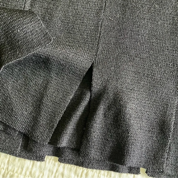 EUC St John midnight blue“Santana” knit w/chevron pattern & slit “car wash” hem - Picture 6 of 11